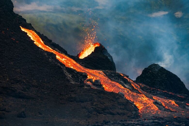 Flowing lava