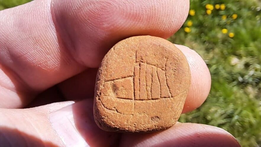 Stone Carved With Viking Ship May Be Oldest Picture Ever Found in Iceland Viking ship carving stone Stöð archaeology