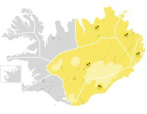 Yellow Weather Warnings Issued Across Much of Iceland