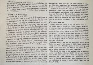 Second page of Sigurður A. Magnússon’s “A Bird’s-Eye View of Icelandic Literature,” discussing Icelandic poetry, rímur and Steinn Steinarr.